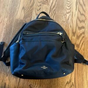 Coach black leather diaper bag